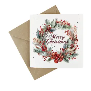 Easy Eco Wildflower Merry Christmas Wreath Cards - Eco-friendly - Pack of 10