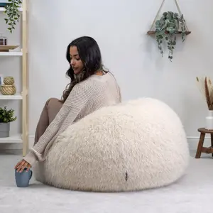 icon Mongolian Classic Faux Fur Bean Bag Chair Natural