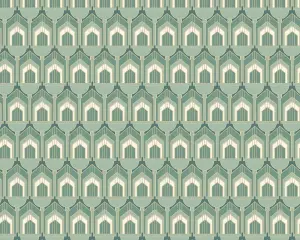 Hoopla Walls Dark Green Deco Arch Smooth Matt Wallpaper