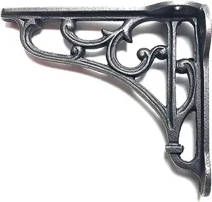 CLASSIC VICTORIAN SCROLL SHELF BRACKETS - PAIR IN ANTIQUE IRON