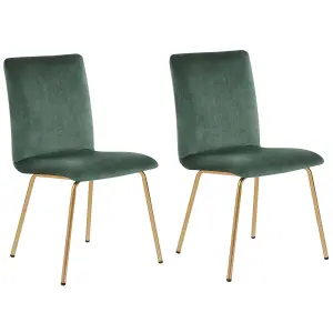 Set of 2 Dining Chairs RUBIO Velvet Emerald Green