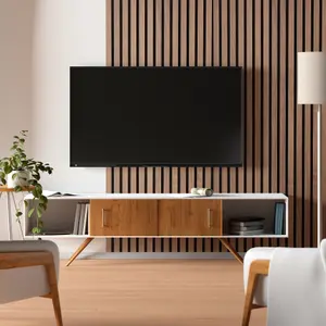 Wall Panel Wood Slat Walnut Decorative Wooden Wall Panelling 3D Slatted Acoustic Sound Absorbing Ceiling or Wall Slats 120 x 60 cm