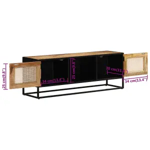 Berkfield TV Cabinet 110x30x40 cm Solid Rough Wood Mango&Iron