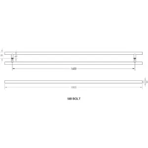 AFIT Matt Black Guardsman Pull Handles - Back To Back 1800 x 32 x 1600mm