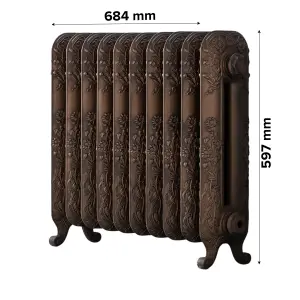 Arroll Daisy Cast iron Bronze 10 Column Radiator, (W)684mm x (H)597mm