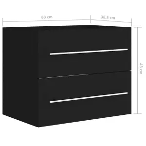 Berkfield Sink Cabinet Black 60x38.5x48 cm Engineered Wood