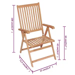 Berkfield Reclining Garden Chairs 4 pcs Solid Teak Wood