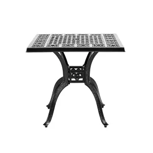 79.5cm W Square Cast Aluminum Outdoor Garden Dining Table with Umbrella Hole