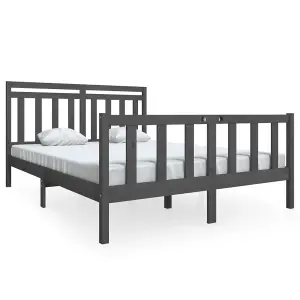 Berkfield Bed Frame Grey Solid Wood 160x200 cm 5FT King Size