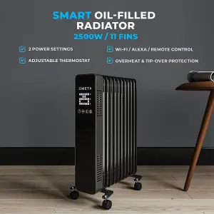 Ometa Smart Oil Filled Radiator 2500W in Black