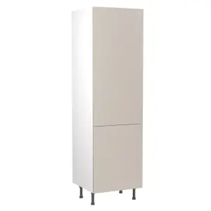 Kitchen Kit Fridge & Freezer Tall Housing Unit 600mm w/ Slab Cabinet Door - Super Gloss Light Grey