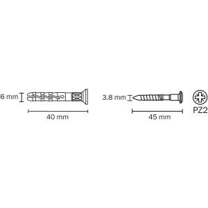 Diall PZ Countersunk Hammer fixing (Dia)6mm (L)40mm, Pack of 20