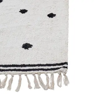 Cotton Area Rug 140 x 200 cm White LAZA