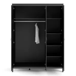 Barcelona Wardrobe with 3 doors in Matt Black