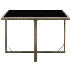 Berkfield Garden Table Grey 109x107x74 cm Poly Rattan and Glass