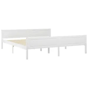 Berkfield Bed Frame Solid Pinewood White 180x200 cm 6FT Super King