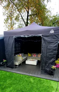 All Seasons Gazebos 3x3 Full Waterproof Pop Up Gazebo with 4 Lightweight Side Panels and Accessories Navy Blue