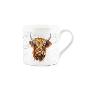 Countryside Farmyard Highland Cow Mug - Bone China White Mug Coffee/Tea Present