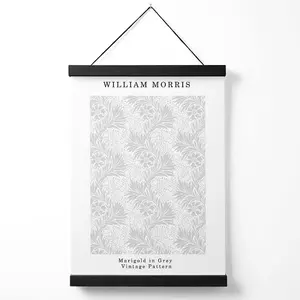 William Morris Marigold in Grey Medium Poster with Black Hanger