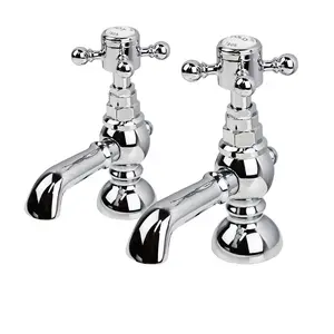 Nes Home Churchill Edwardian Traditional Hot & Cold Twin Basin Taps Chrome