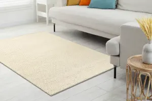 Wool carpet TAHAR 99004B cream - HAND-WOVEN loop, uniform 120x180 cm