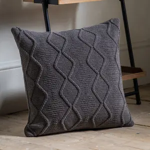 Chenille Cable Cushion 450x450mm Grey