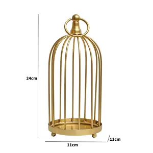 Melody Maison Gold Metal Birdcage Candle Holder - 24cm