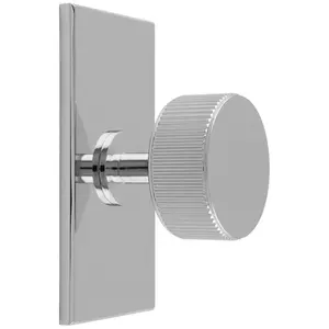 Reeded Radio Cabinet Door Knob & Matching Backplate - Polished Chrome 76 x 40mm