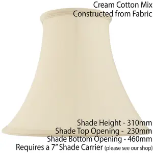 18" Round Bell Handmade Lamp Shade Cream Fabric Classic Table Light Bulb Cover