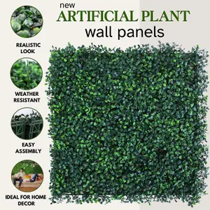 Decorative Greenery Artificial Plant Wall Panels Indoor/Outdoor - Set of 6 Panels Cover 16.14ft²(1.5 m²) - Natural Looking Fence