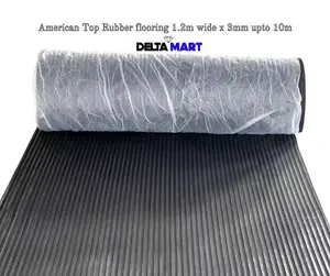 1.2m x 4m American Ribbed Rubber Flooring  Heavy Duty 3mm Non Slip Surface for Small to Medium Spaces