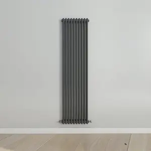 Vertical Anthracite Double Column Radiator (H) 1800mm x (W) 470mm, 6260 BTU.