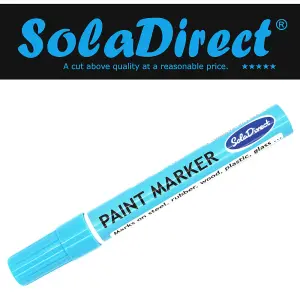 Oil-based Paint Marker Pen Permanent for Tyres Rubber Stone Leather Fabric Plastic Glass (Light Blue)