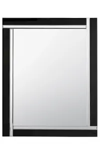 MirrorOutlet Frameless Aston Black Double Bevelled All Glass Mirror 68 x 58 CM