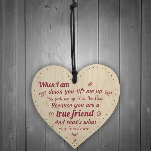 Red Ocean Friendship Sign Best Friend Plaque Wooden Hanging Heart Sign Thank You Shabby Chic Gift For Her Him