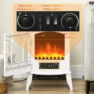 HOMCOM Electric Stove Heater LED Flame Effect 1000W/2000W