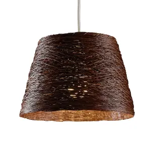 ValueLights Jaap Modern Brown Wicker Rattan Style Ceiling Pendant Light Shade