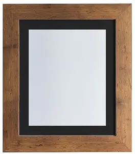 Metro Vintage Wood Frame with Black Mount for Image Size A3