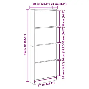 Shoe Cabinet White 60x21x163.5 cm Engineered Wood