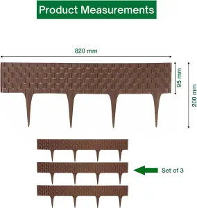 Flexible BrownRattan Effect Lawn Edging 2.4m - Flexible Plastic Garden Border Easy Install Edging for Grass, Gravel and Landscape