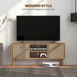 HOMCOM Modern TV Cabinet Stand w/ Shelves & Drawers, Bedroom Brown