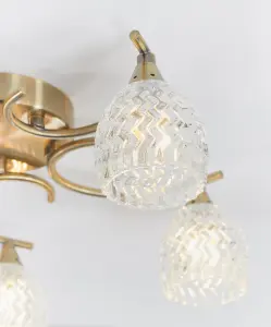 Anson Lighting Georgia 5lt Ceiling Light in  Antique brass plate & clear glass