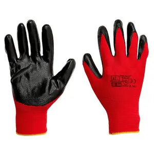 24 Pairs of Work Gloves, Heavy-Duty Nitrile Coated Protective Gloves, Secure & Anti-Slip Grip, Wear Resistant (Red, Medium)