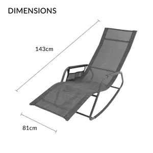 GardenKraft Outdoor Rocking Sun Loungers - Grey Colour with Side Bag