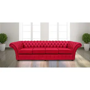 Chesterfield 4 Seater Fuchsia Pink Leather Sofa Bespoke In Balmoral Style