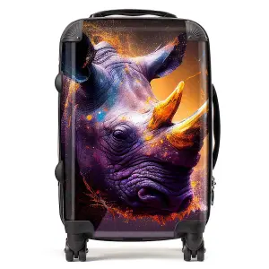 Golden Rhino Face Splashart Suitcase - Cabin