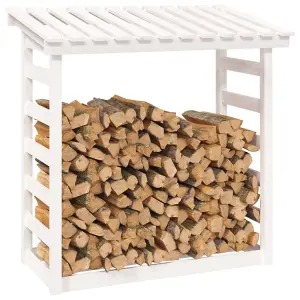 Berkfield Firewood Rack White 108x64.5x110 cm Solid Wood Pine