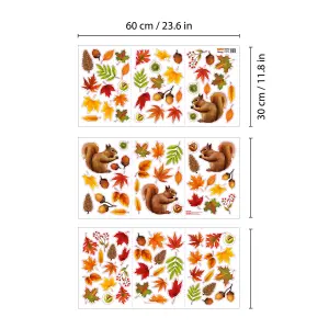 Walplus Autumn Leaves With Squirrel Window Cling