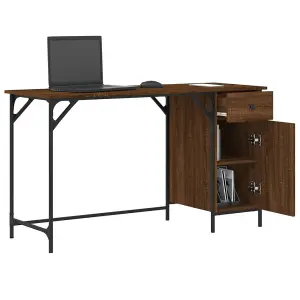 Berkfield Computer Desk Brown Oak 131x48x75 cm Engineered Wood