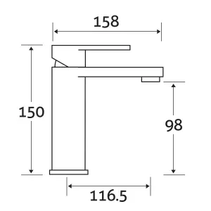 Galla Polished Chrome Square Deck-mounted Basin Mono Mixer Tap